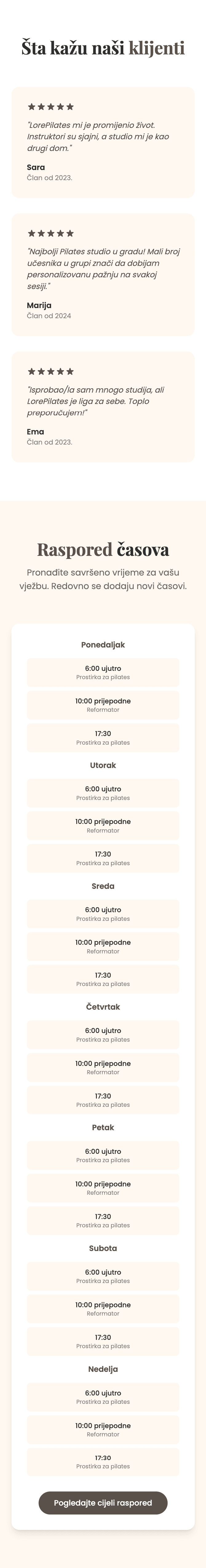 Lore Pilates - Client Section Mobile