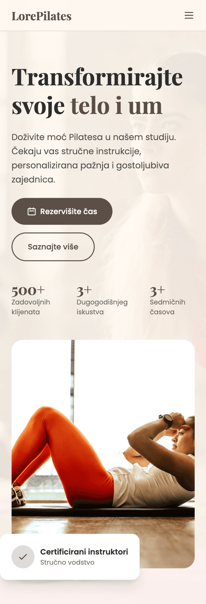 Lore Pilates - Mobile Hero