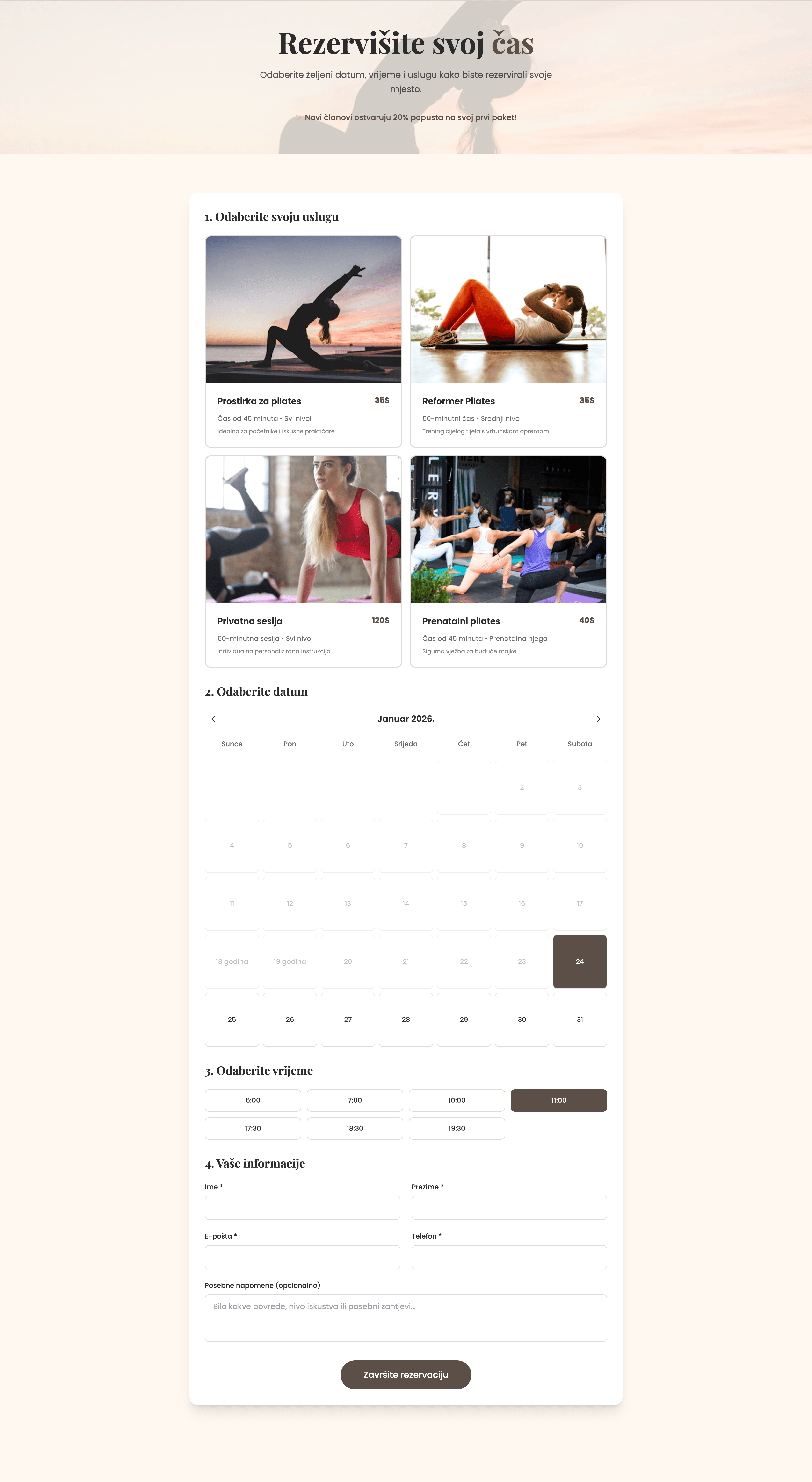 Lore Pilates - Reservation System Desktop