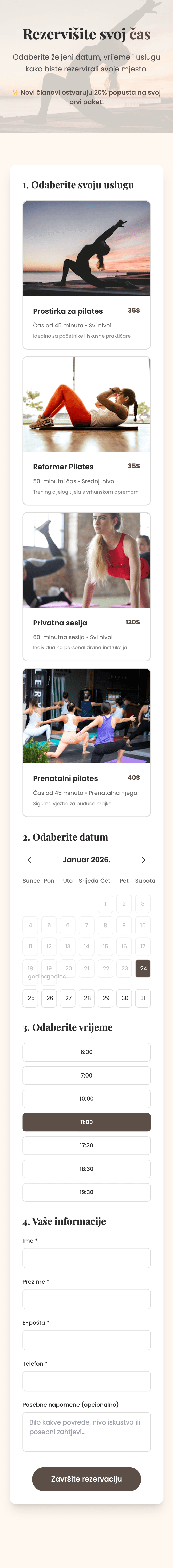 Lore Pilates - Reservation System Mobile